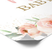 ウッドランド動物ピンクのフローラ赤ちゃんシャワーへようこそ ポスター (角)