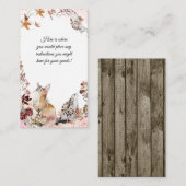 ウッドランド動物ピンクの水彩フローラ エンクロージャーカード (正面/裏面)