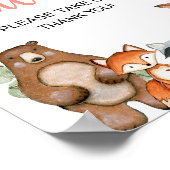 ウッドランド動物ピンクの緑の女の子の赤ちゃんシャワー ポスター (角)