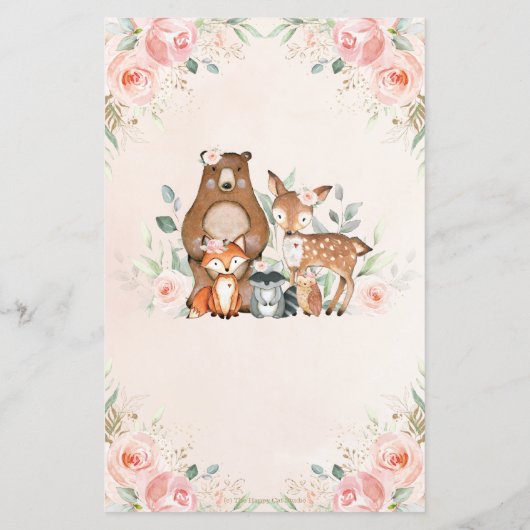 ウッドランド動物ピンクフローラがベビーゲームを希望 (裏面)