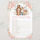 ウッドランド動物ピンクフローラがベビーゲームを希望 (正面/裏面)