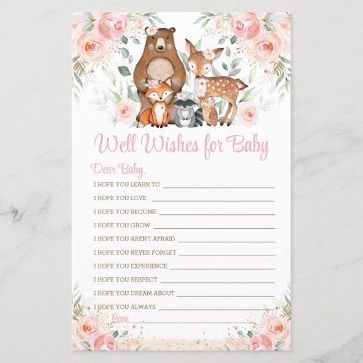 ウッドランド動物ピンクフローラがベビーゲームを希望 (正面)