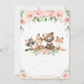 ウッドランド動物ピンクフローラ誕生日ベイビーシャワー  サンキューカード (裏面)