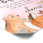 ウッドランド動物ピンクベビーシャワーミモサバーサイン ポスター (角)