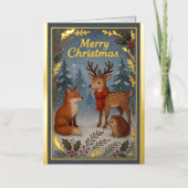ウッドランド動物フォイルクリスマスグリーティングカード 箔シーズンカード (正面)