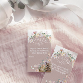 ウッドランド動物フローラガールベビーシャワーおむつ エンクロージャーカード