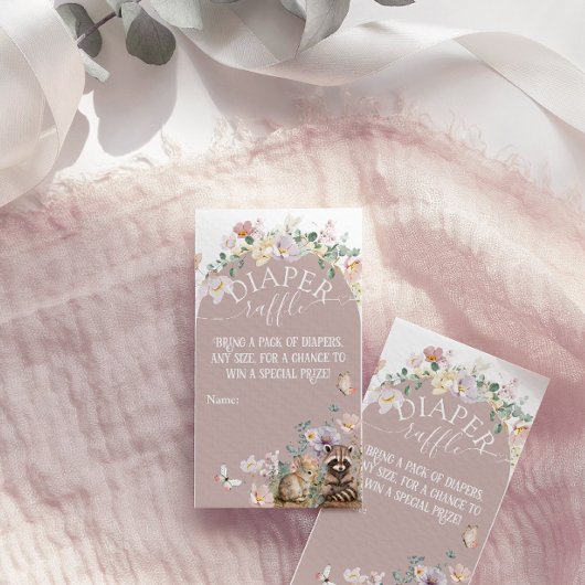 ウッドランド動物フローラガールベビーシャワーおむつ エンクロージャーカード