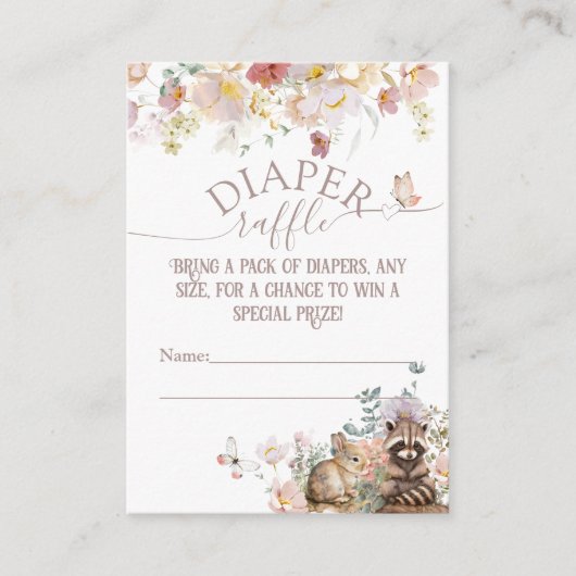 ウッドランド動物フローラガールベビーシャワーおむつEnc エンクロージャーカード (正面)