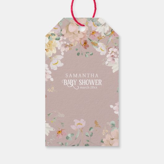 ウッドランド動物フローラガールベビーシャワーポップ・アートのit ギフトタグ (裏面)