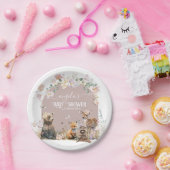 ウッドランド動物フローラガールベビーシャワー ペーパープレート (パーティー)