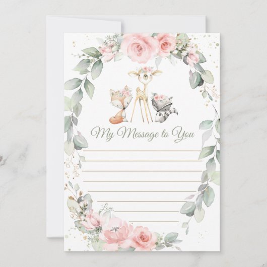 ウッドランド動物フローラタイムカプセルメッセージカード 招待状 (正面)