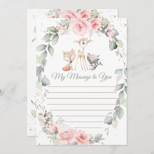 ウッドランド動物フローラタイムカプセルメッセージカード 招待状 (正面/裏面)