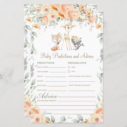 ウッドランド動物フローラベビー予測とアドバイス (正面/裏面)