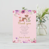 ウッドランド動物フローラ赤ちゃんシャワーありがとうご詩 サンキューカード (スタンド正面)