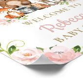 ウッドランド動物フローラ赤ちゃんシャワー歓迎サイン ポスター (角)