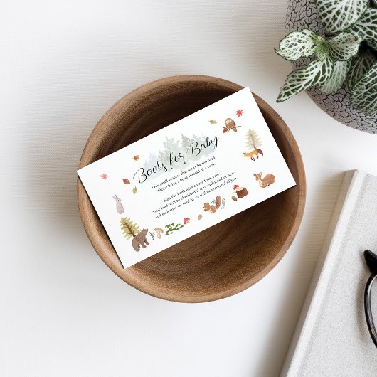 ウッドランド動物ブックリクエスト赤ちゃんシャワー エンクロージャーカード
