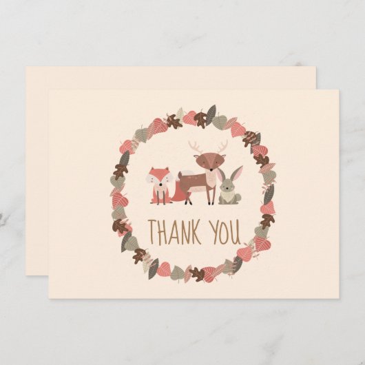 ウッドランド動物ベビーありがとう サンキューカード (正面/裏面)