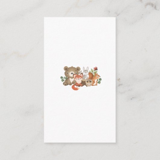 ウッドランド動物ベビーシャワーありがとう エンクロージャーカード (裏面)