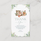 ウッドランド動物ベビーシャワーありがとう エンクロージャーカード (正面)