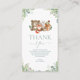 ウッドランド動物ベビーシャワーありがとう エンクロージャーカード