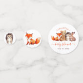 ウッドランド動物ベビーシャワーキツネベアーバニースクリプト コンフェッティ (正面)