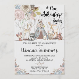 ウッドランド動物ベビーシャワー招待状部族 招待状