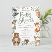 ウッドランド動物ベビーシャワー招待状 招待状 (スタンド正面)