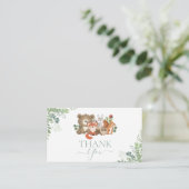 ウッドランド動物ベビーシャワー誕生日ありがとう エンクロージャーカード (スタンド正面)