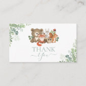 ウッドランド動物ベビーシャワー誕生日ありがとう エンクロージャーカード (正面)