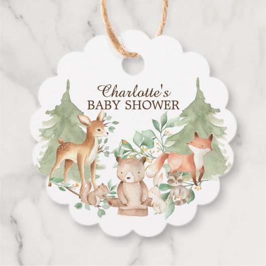 ウッドランド動物ベビースワーフギフトラベル フェイバータグ (裏面)