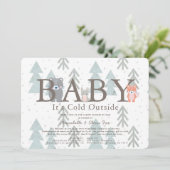 ウッドランド動物ベビー冷たい赤ちゃんシャワーbyメール 招待状 (スタンド正面)