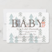 ウッドランド動物ベビー冷たい赤ちゃんシャワーbyメール 招待状 (正面)
