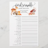 ウッドランド動物ベビー単語スクランブル紙ゲームカード チラシ (正面)