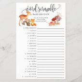 ウッドランド動物ベビー単語スクランブル紙ゲームカード チラシ (正面)