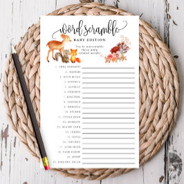 ウッドランド動物ベビー単語スクランブル紙ゲームカード チラシ