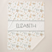 ウッドランド動物ベビー名パーソナライズされた毛布 シェルパブランケット (正面)