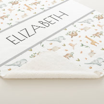 ウッドランド動物ベビー名パーソナライズされた毛布