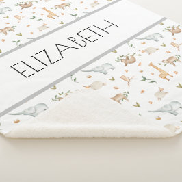 ウッドランド動物ベビー名パーソナライズされた毛布 シェルパブランケット