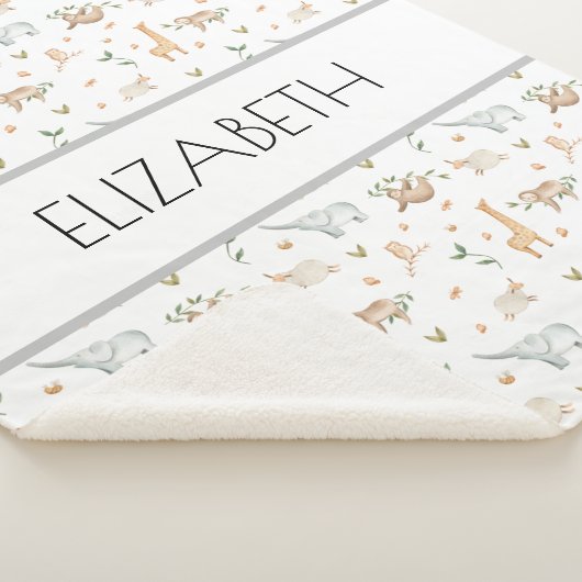 ウッドランド動物ベビー名パーソナライズされた毛布 シェルパブランケット (3/4)