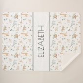ウッドランド動物ベビー名パーソナライズされた毛布 シェルパブランケット (正面(横))