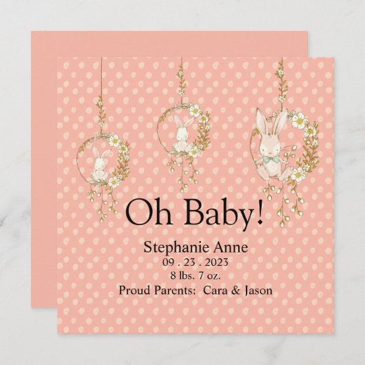 ウッドランド動物ベビー統計の発表水玉模様 (正面/裏面)