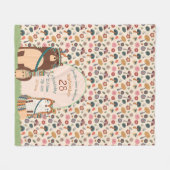 ウッドランド動物ベビー統計ボーイガールルームデコール フリースブランケット (正面(横))