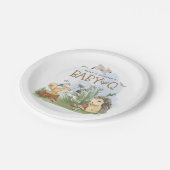 ウッドランド動物ベビーQバックヤードベビーシャワー ペーパープレート (アングル)