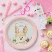 ウッドランド動物ボホバニーラビットピンクの赤ちゃんシャワー ペーパープレート (パーティー)