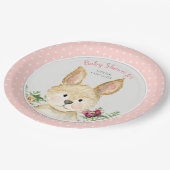 ウッドランド動物ボホバニーラビットピンクの赤ちゃんシャワー ペーパープレート (アングル)