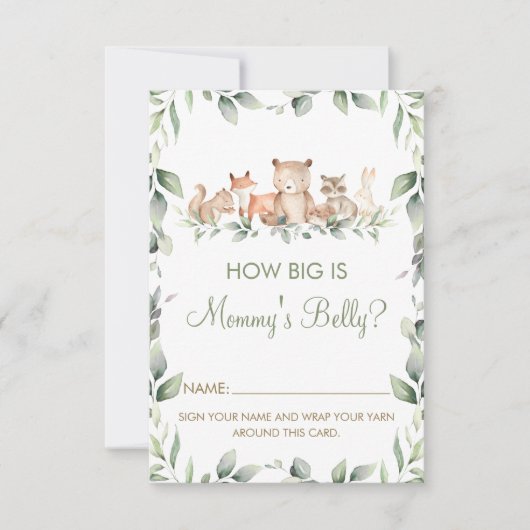 ウッドランド動物ママのベリーゲームカードの大きさ 招待状 (正面)