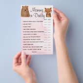 ウッドランド動物ママまたはパパのシャワーゲームカード チラシ (ハンドル)