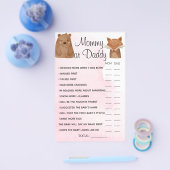 ウッドランド動物ママまたはパパのシャワーゲームカード チラシ (シングル)