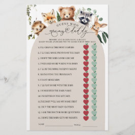 ウッドランド動物ママまたはパパ赤ちゃんシャワーゲーム