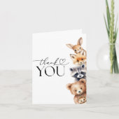 ウッドランド動物モダンの赤ちゃんシャワー サンキューカード (正面)